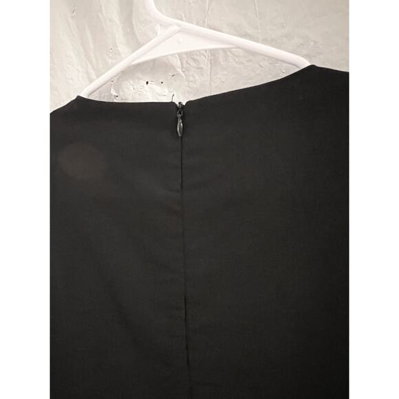 Black Linen Blend Fit And Flare Midi Dress Sz L Side Pleats Goth Retro Cottage - Picture 6 of 8